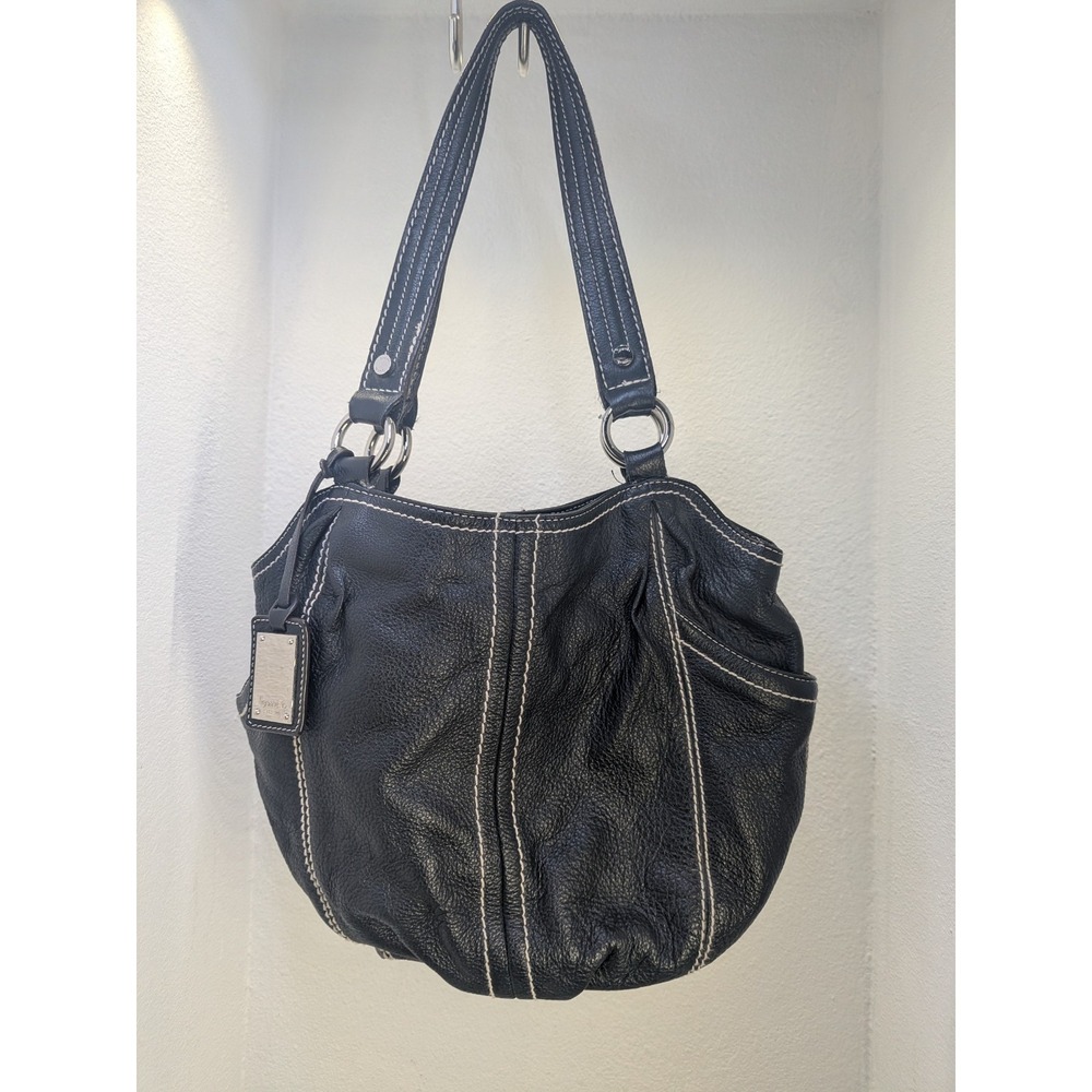 TIGNANELLO SOFT LEATHER HANDBAG MEDIUM BLACK HOBO SHOULDER BAG Zip SIDE POCKETS